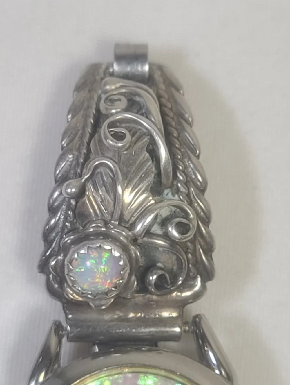 Nadia Women’s Native American Benjamin James Sterling Silver Opal Inlay Watch